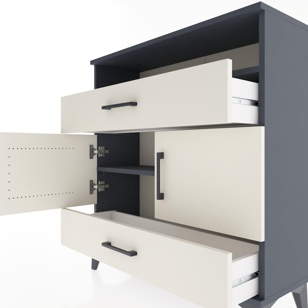 Woodntry Modüler Şifonyer Antrasit 88x30x84 cm Fonksiyonel F48-2