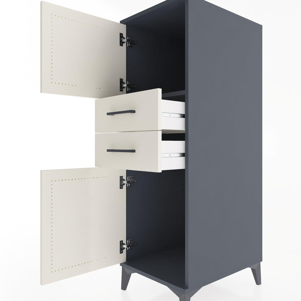 Woodntry Modüler Dolap Antrasit 44x30x122 cm Kapaklı ve Çekmeceli KC48-2