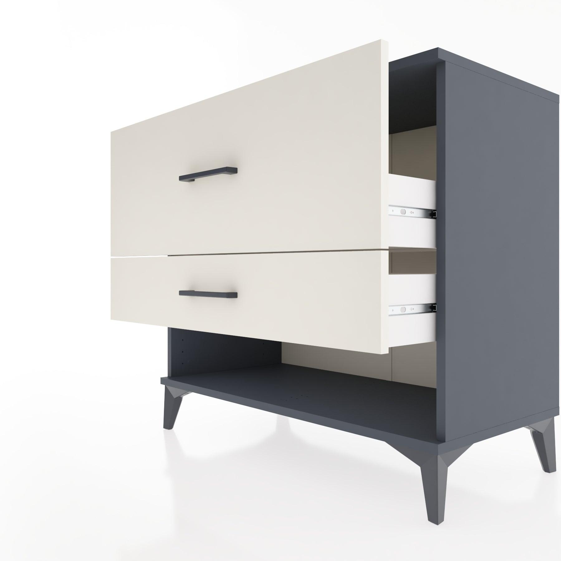 Woodntry Modüler Şifonyer Antrasit 88x44x68 cm Çekmeceli ve Raflı CR48-2