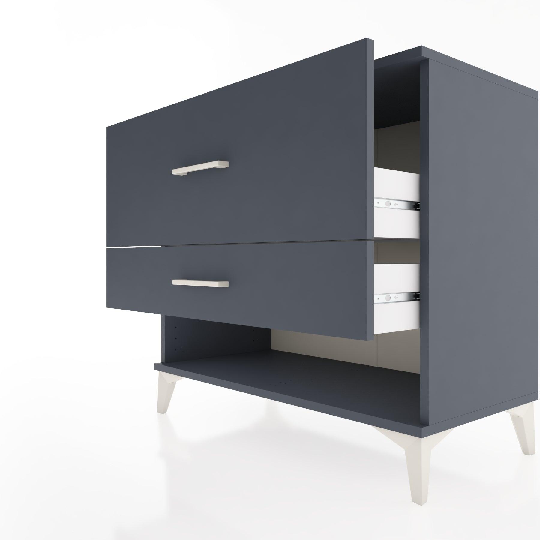 Woodntry Modüler Şifonyer Antrasit 88x44x68 cm Çekmeceli ve Raflı CR48-2