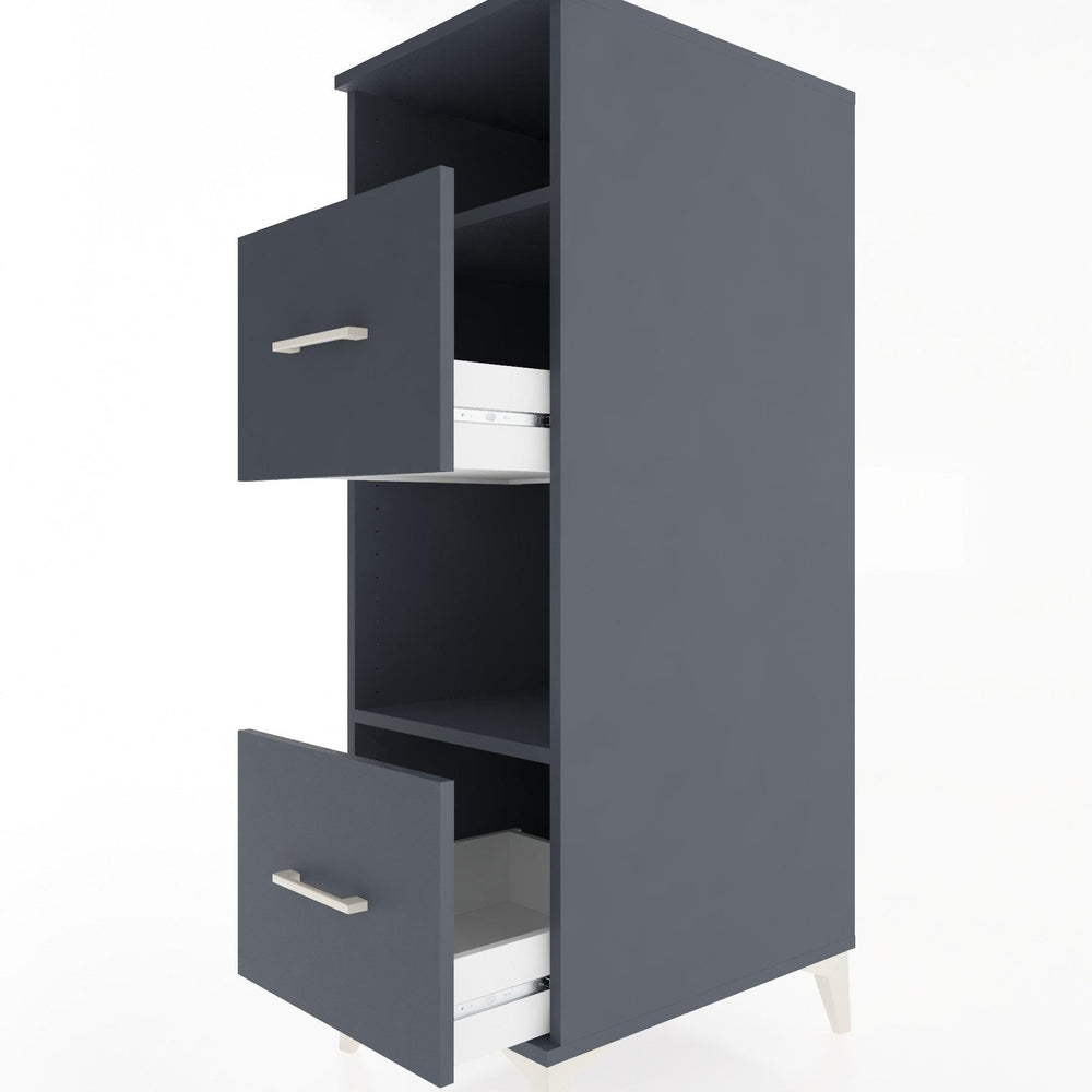 Woodntry Modüler Dolap Antrasit 44x30x122 cm Çekmeceli ve Raflı CR98-2