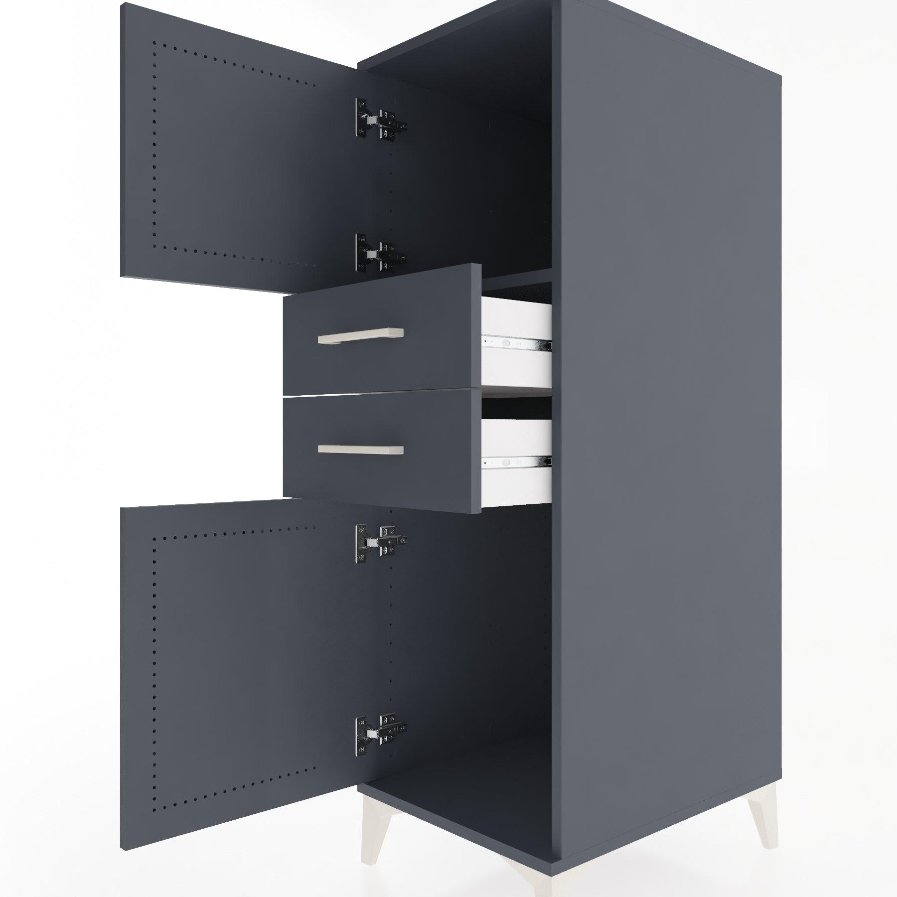 Woodntry Modular Cabinet Anthracite 44x30x122 cm with Doors and Drawers KC48-2