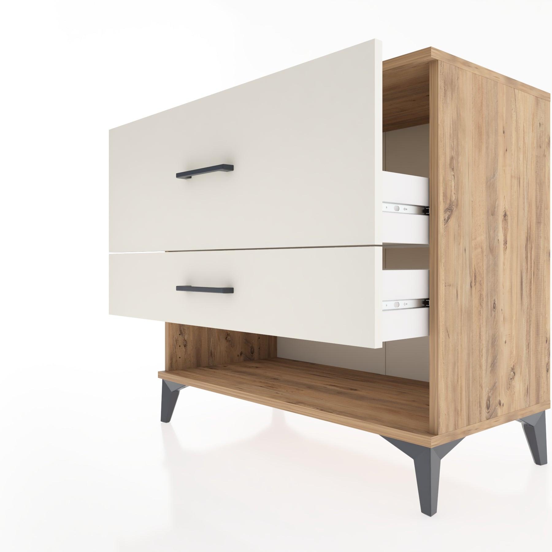 Woodntry Modüler Şifonyer Çam 88x44x68 cm Çekmeceli ve Raflı CR48-3