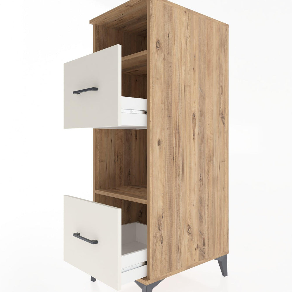 Woodntry Modüler Dolap Çam 44x30x122 cm Çekmeceli ve Raflı CR98-3