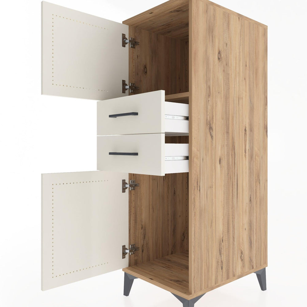 Woodntry Modular Cabinet Pine 44x30x122 cm with Doors and Drawers KC48-3