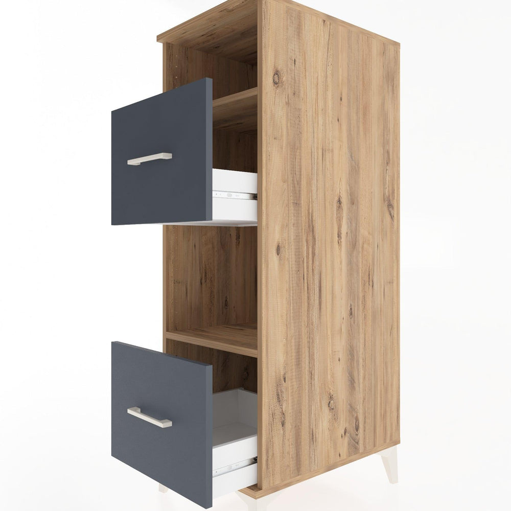 Woodntry Modüler Dolap Çam 44x30x122 cm Çekmeceli ve Raflı CR98-3