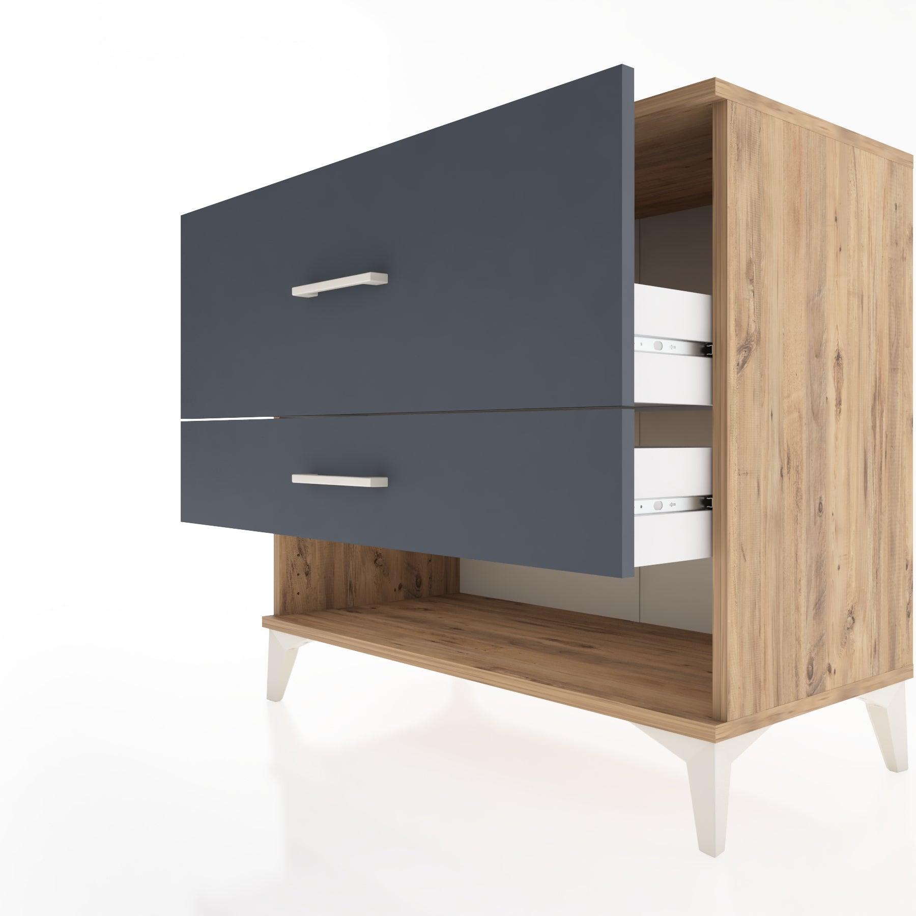 Woodntry Modüler Şifonyer Çam 88x44x68 cm Çekmeceli ve Raflı CR48-3