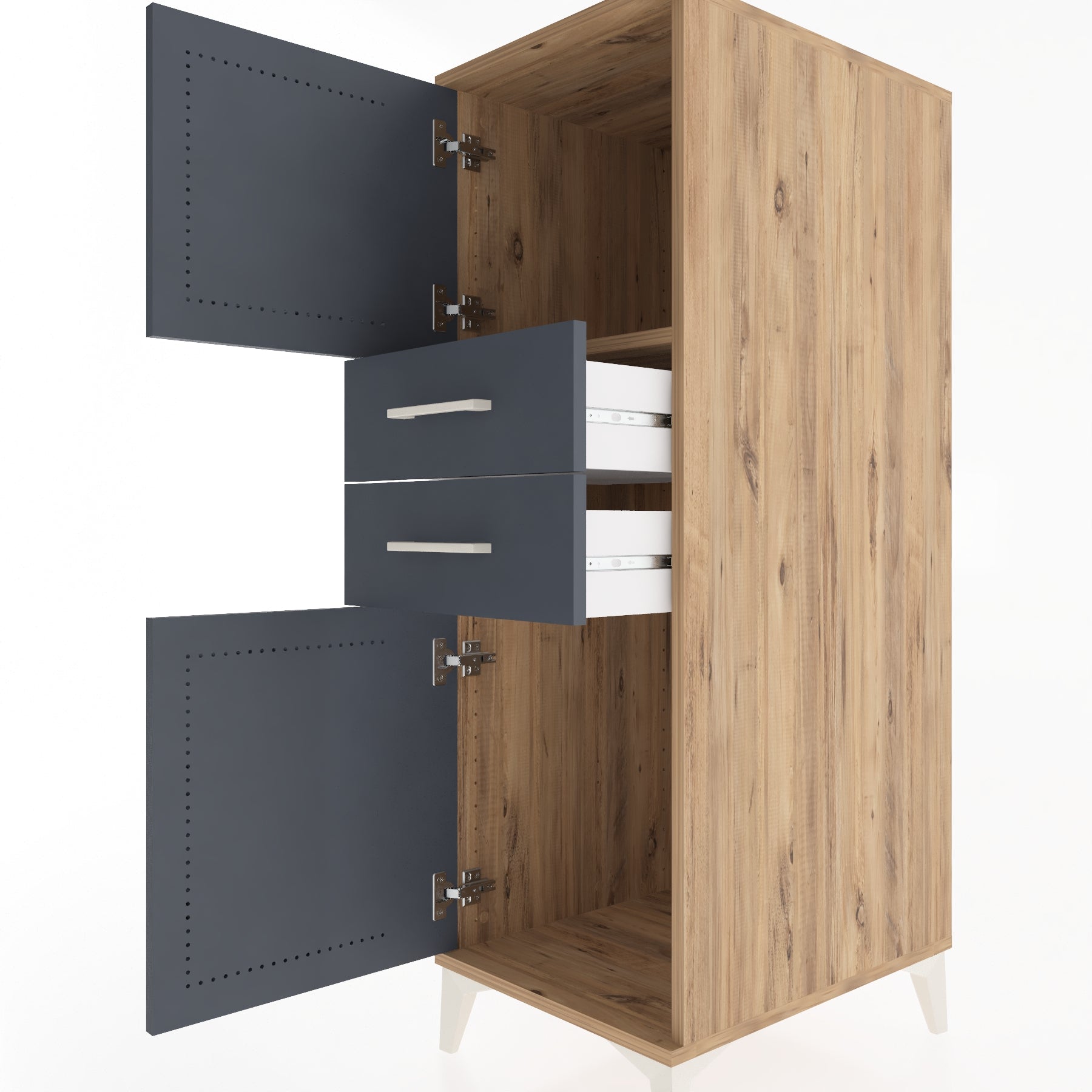 Woodntry Modular Cabinet Pine 44x59x122 cm with Doors and Drawers KC48-3