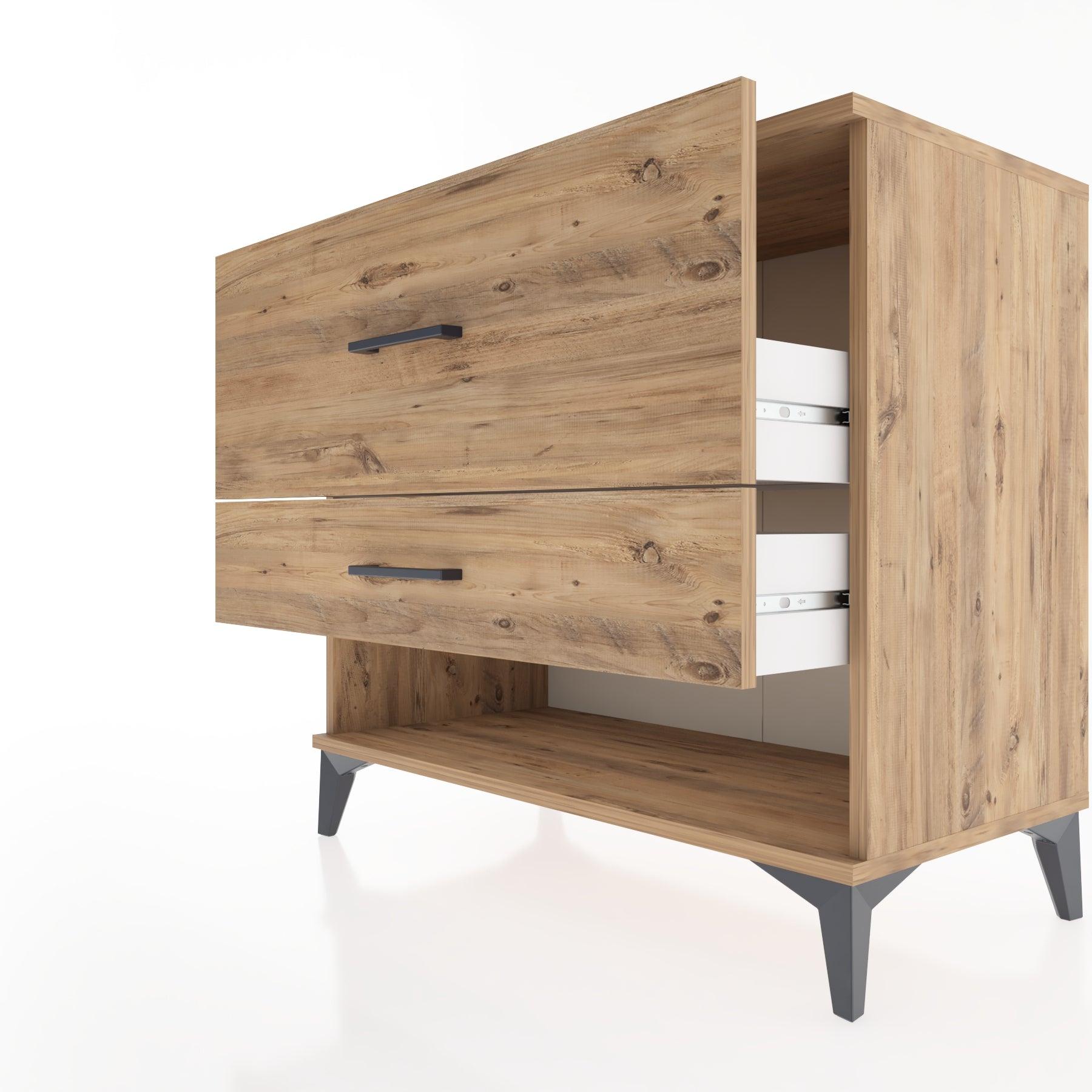 Woodntry Modüler Şifonyer Çam 88x44x68 cm Çekmeceli ve Raflı CR48-3