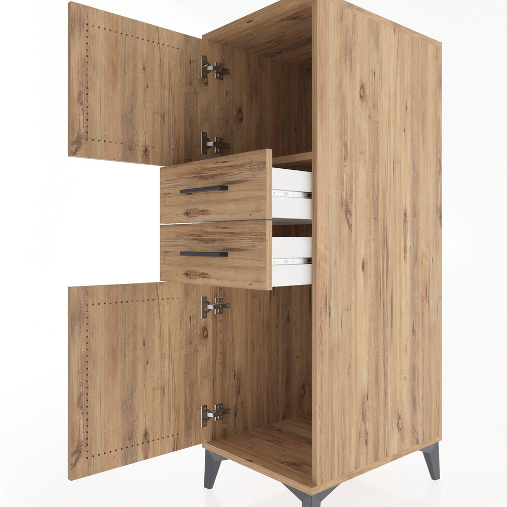 Woodntry Modular Cabinet Pine 44x30x122 cm with Doors and Drawers KC48-3