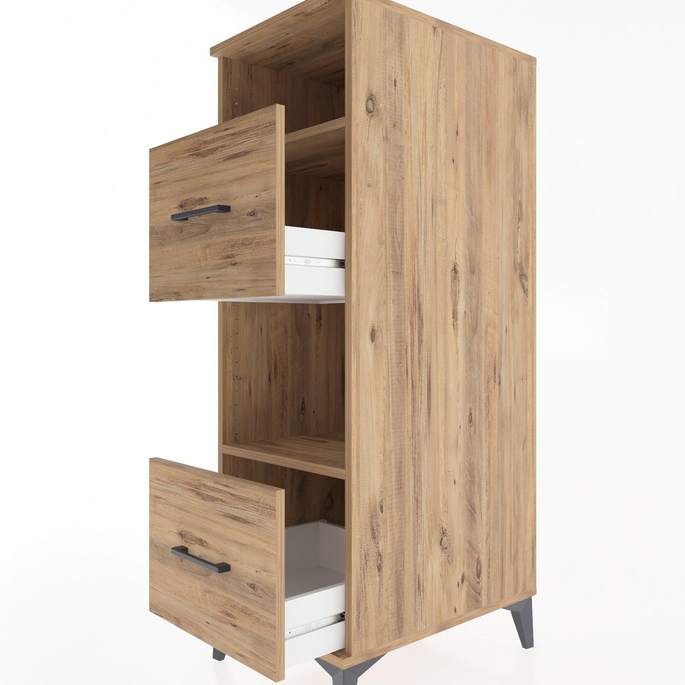 Woodntry Modüler Dolap Çam 44x30x122 cm Çekmeceli ve Raflı CR98-3