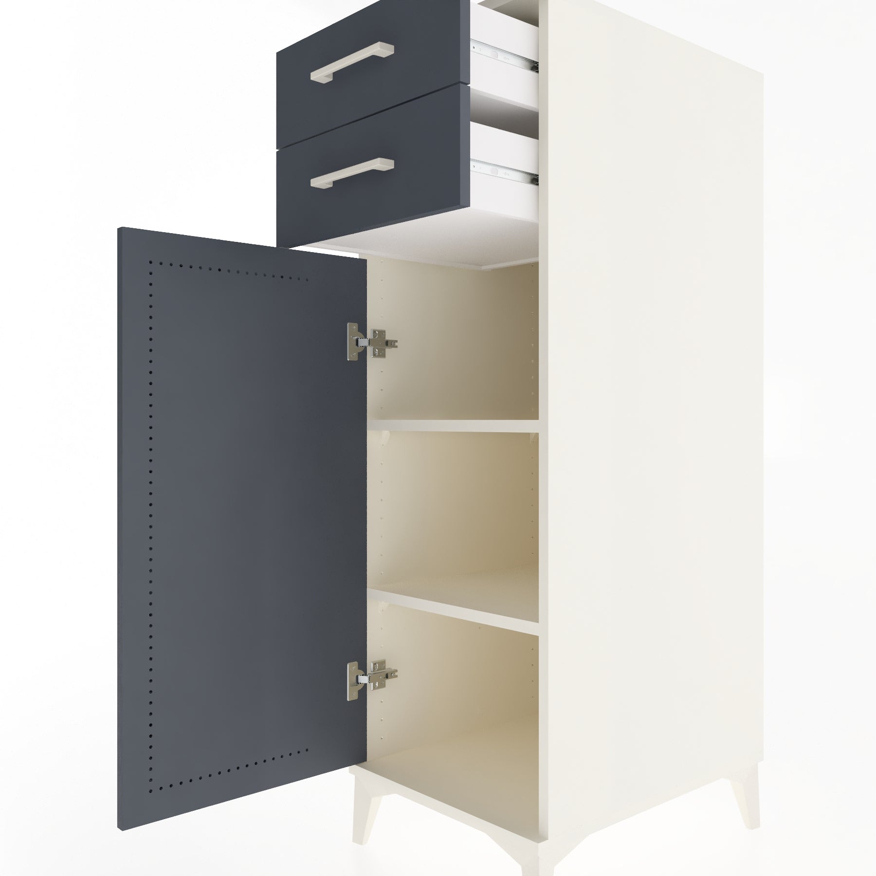Woodntry Modular Cabinet Moonstone 44x59x122 cm with Doors and Drawers KC49-1