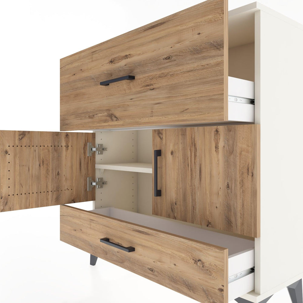 Woodntry Modular Dresser Moonstone 88x30x84 cm with Cover and Drawer KC49-1