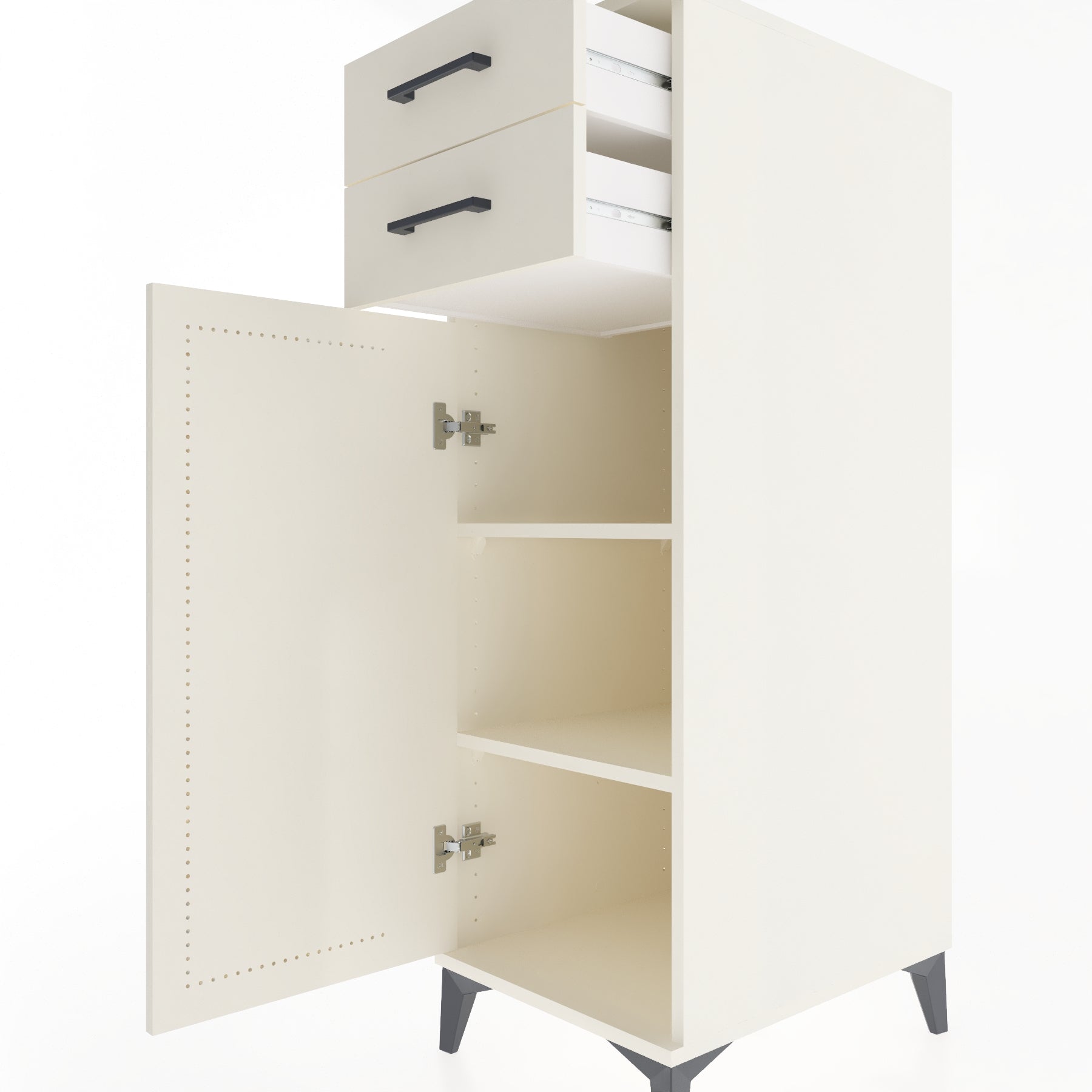 Woodntry Modular Cabinet Moonstone 44x59x122 cm with Doors and Drawers KC49-1