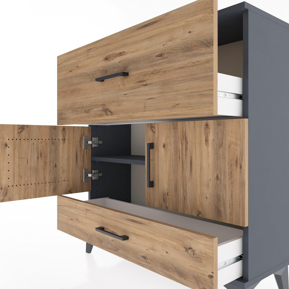 Woodntry Modular Dresser Anthracite 88x30x84 cm with Cover and Drawer KC49-2