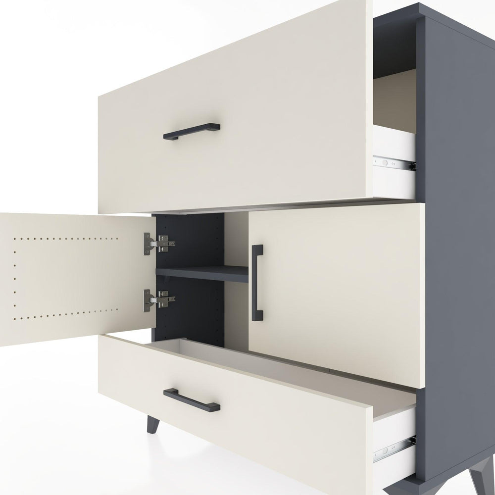 Woodntry Modular Dresser Anthracite 88x30x84 cm with Cover and Drawer KC49-2