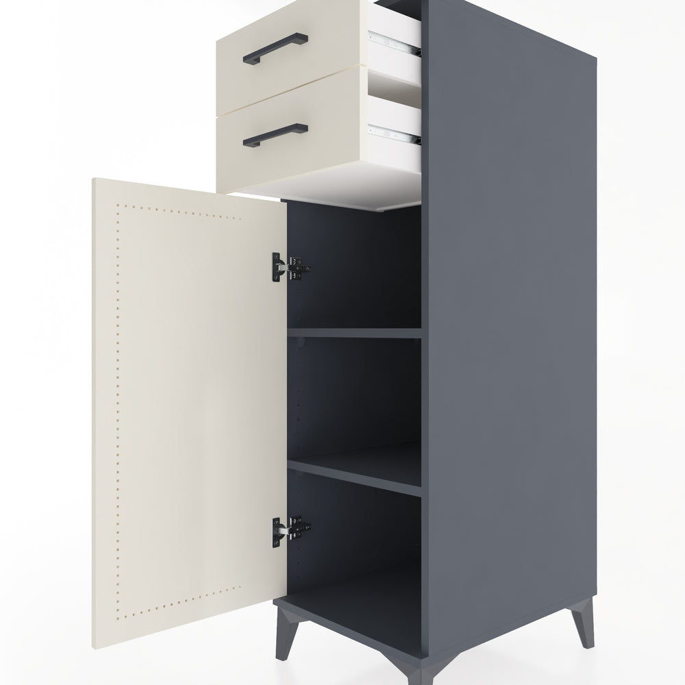 Woodntry Modular Cabinet Anthracite 44x59x122 cm with Doors and Drawers KC49-2
