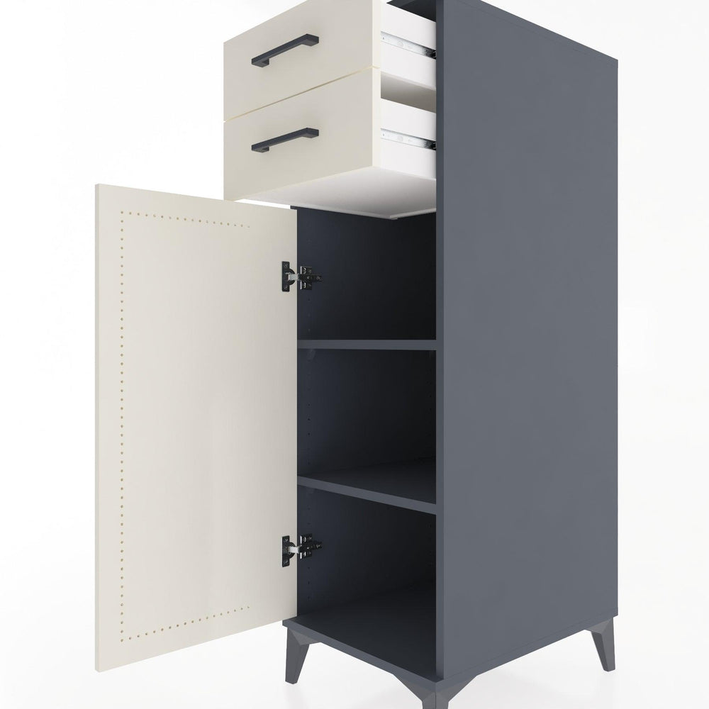 Woodntry Modular Cabinet Anthracite 44x30x122 cm with Doors and Drawers KC49-2