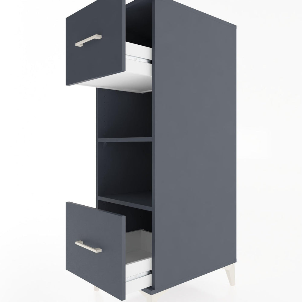 Woodntry Modüler Dolap Antrasit 44x30x122 cm Çekmeceli ve Raflı CR99-2