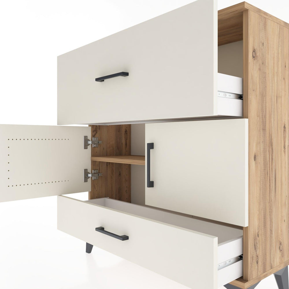 Woodntry Modular Dresser Pine 88x30x84 cm with Cover and Drawer KC49-3