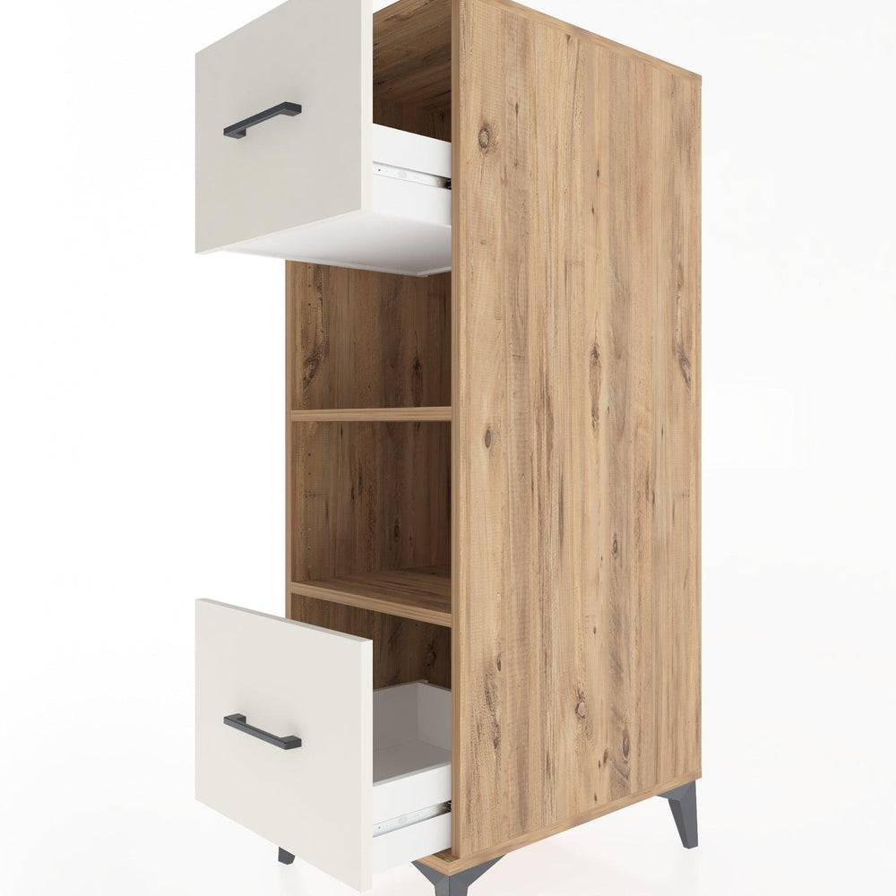 Woodntry Modüler Dolap Çam 44x30x122 cm Çekmeceli ve Raflı CR99-3