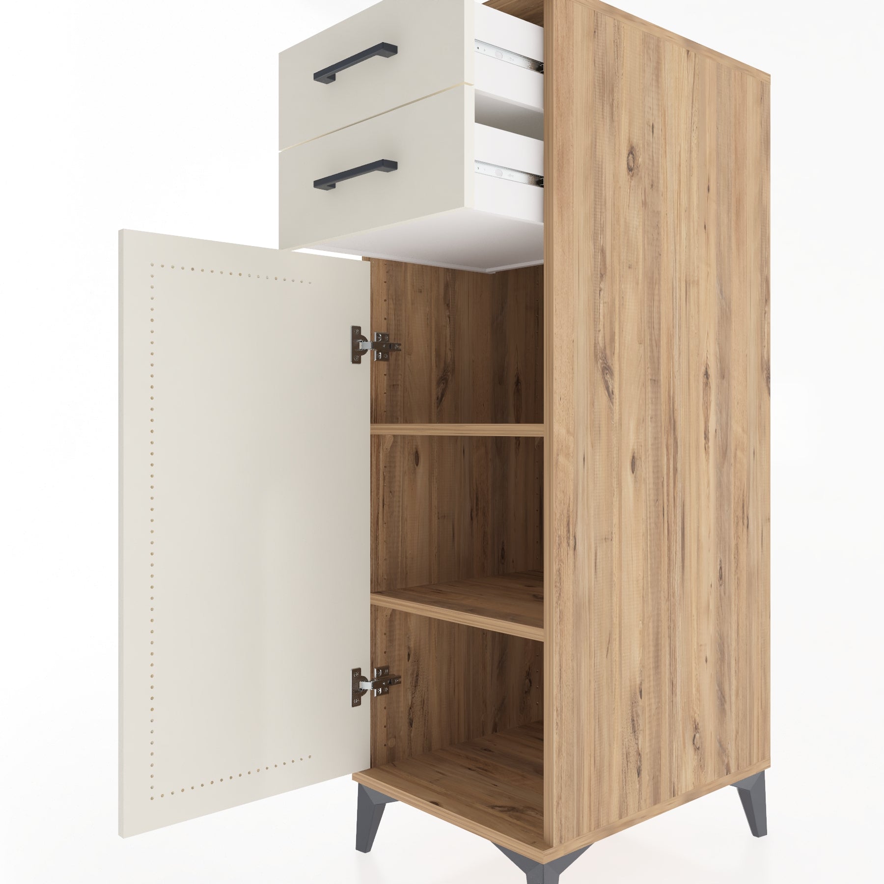 Woodntry Modular Cabinet Pine 44x59x122 cm with Doors and Drawers KC49-3