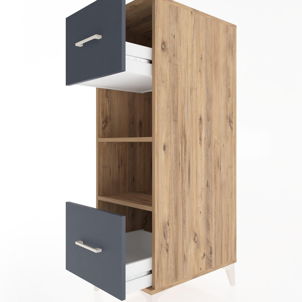 Woodntry Modüler Dolap Çam 44x30x122 cm Çekmeceli ve Raflı CR99-3