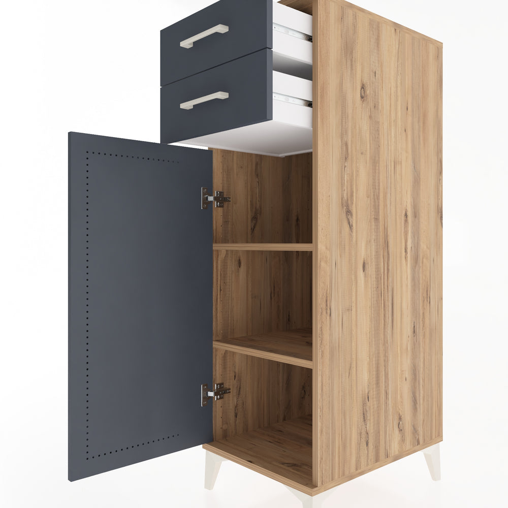 Woodntry Modular Cabinet Pine 44x59x122 cm with Doors and Drawers KC49-3