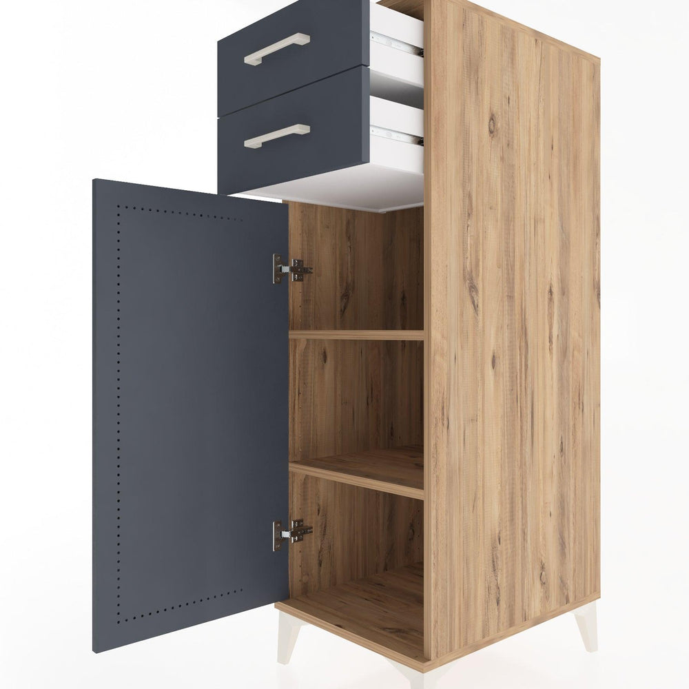 Woodntry Modular Cabinet Pine 44x30x122 cm with Doors and Drawers KC49-3