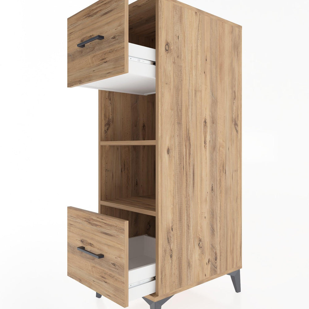 Woodntry Modüler Dolap Çam 44x30x122 cm Çekmeceli ve Raflı CR99-3