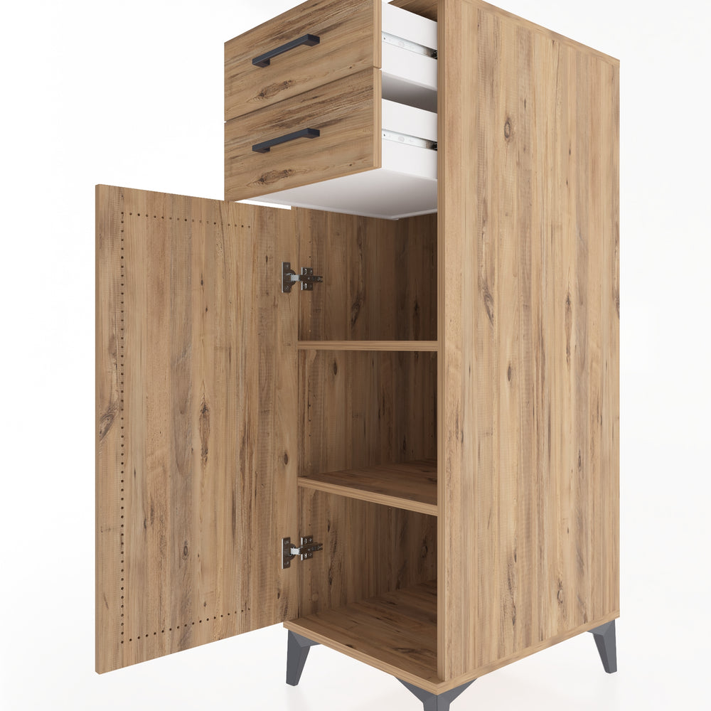Woodntry Modular Cabinet Pine 44x59x122 cm with Doors and Drawers KC49-3