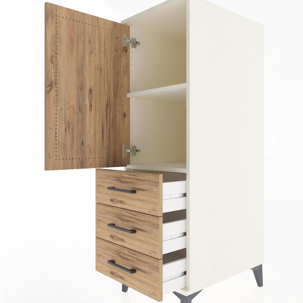 Woodntry Modular Cabinet Moonstone 44x59x122 cm with Doors and Drawers KC50-1