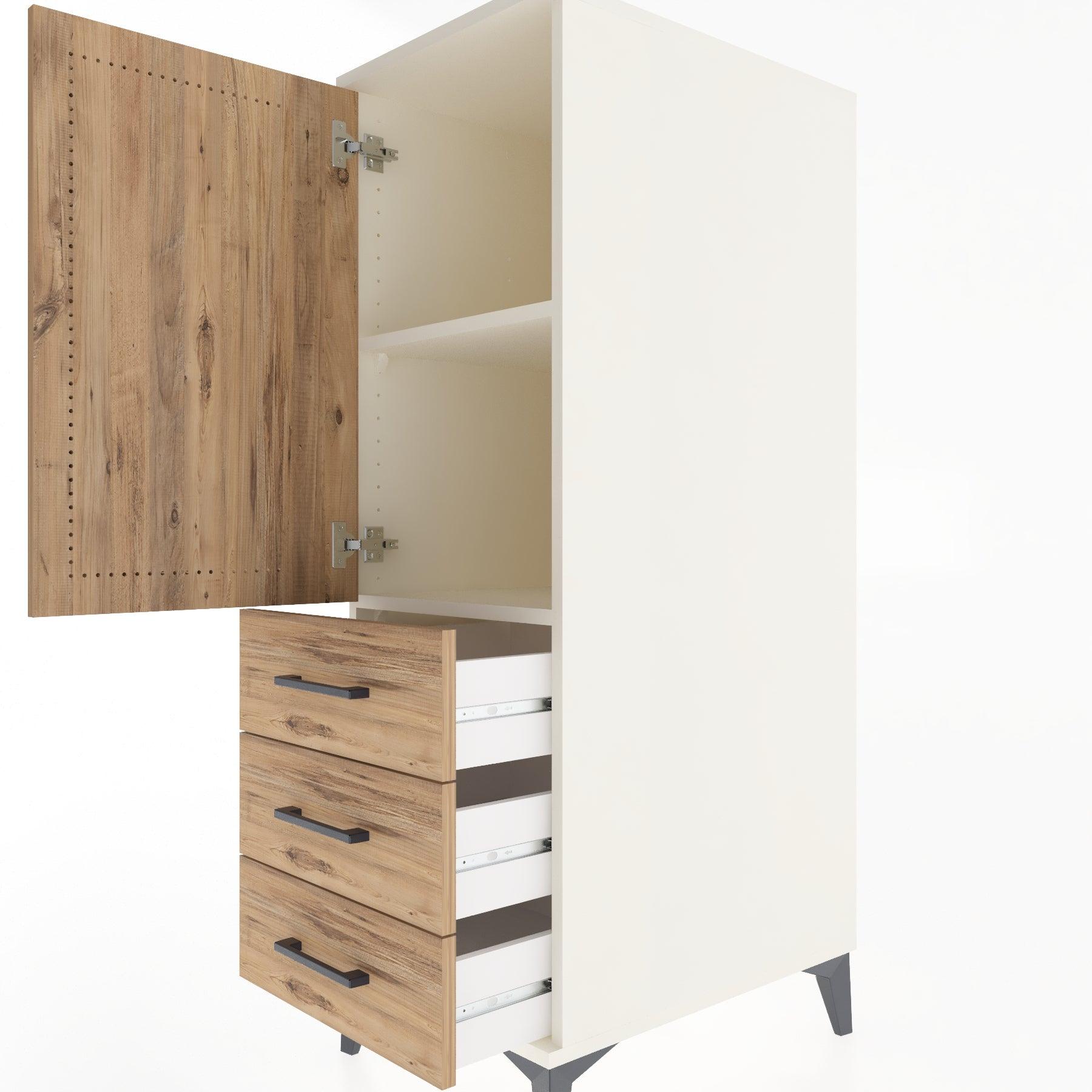 Woodntry Modular Cabinet Moonstone 44x59x122 cm with Doors and Drawers KC134-1