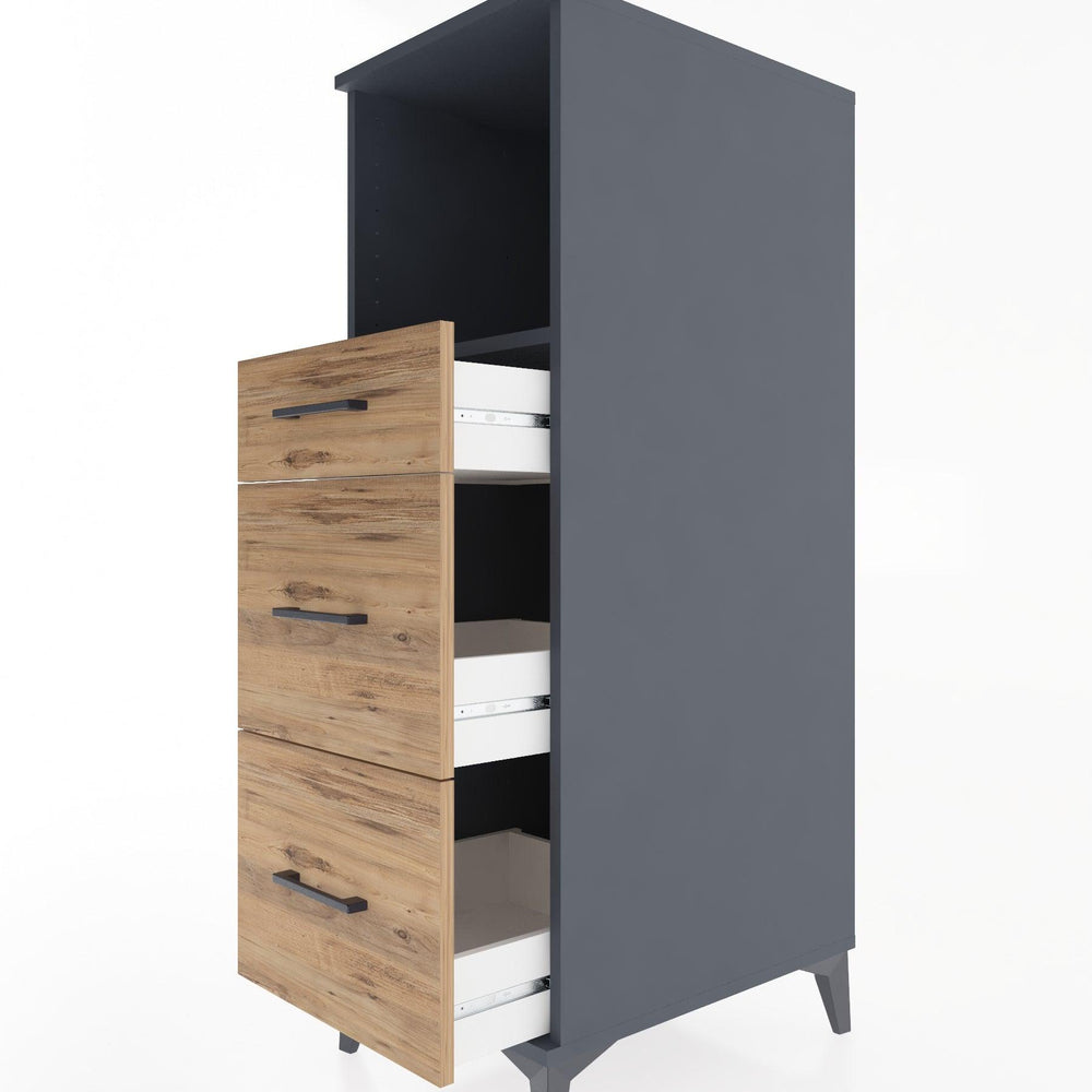 Woodntry Modular Cabinet Anthracite 44x30x122 cm with Drawers and Shelves CR100-2