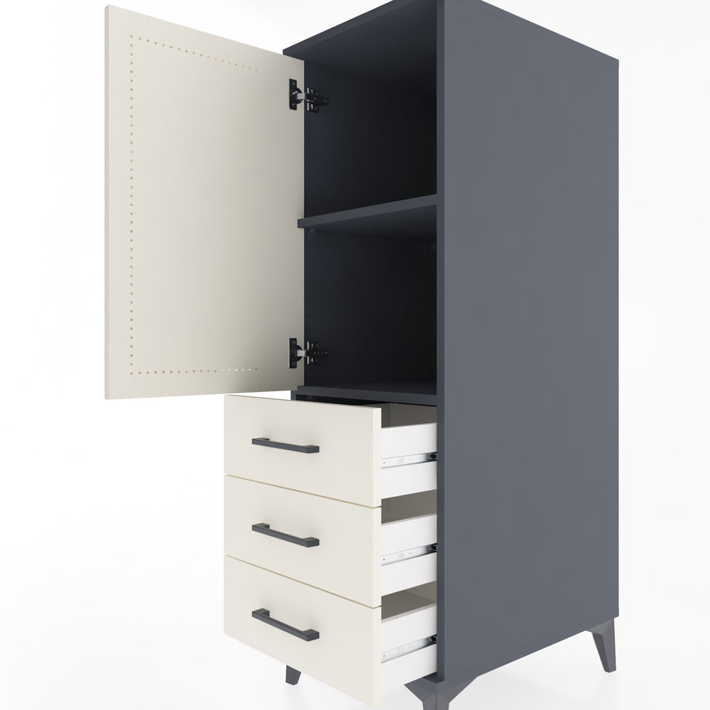 Woodntry Modular Cabinet Anthracite 44x59x122 cm with Doors and Drawers KC50-2