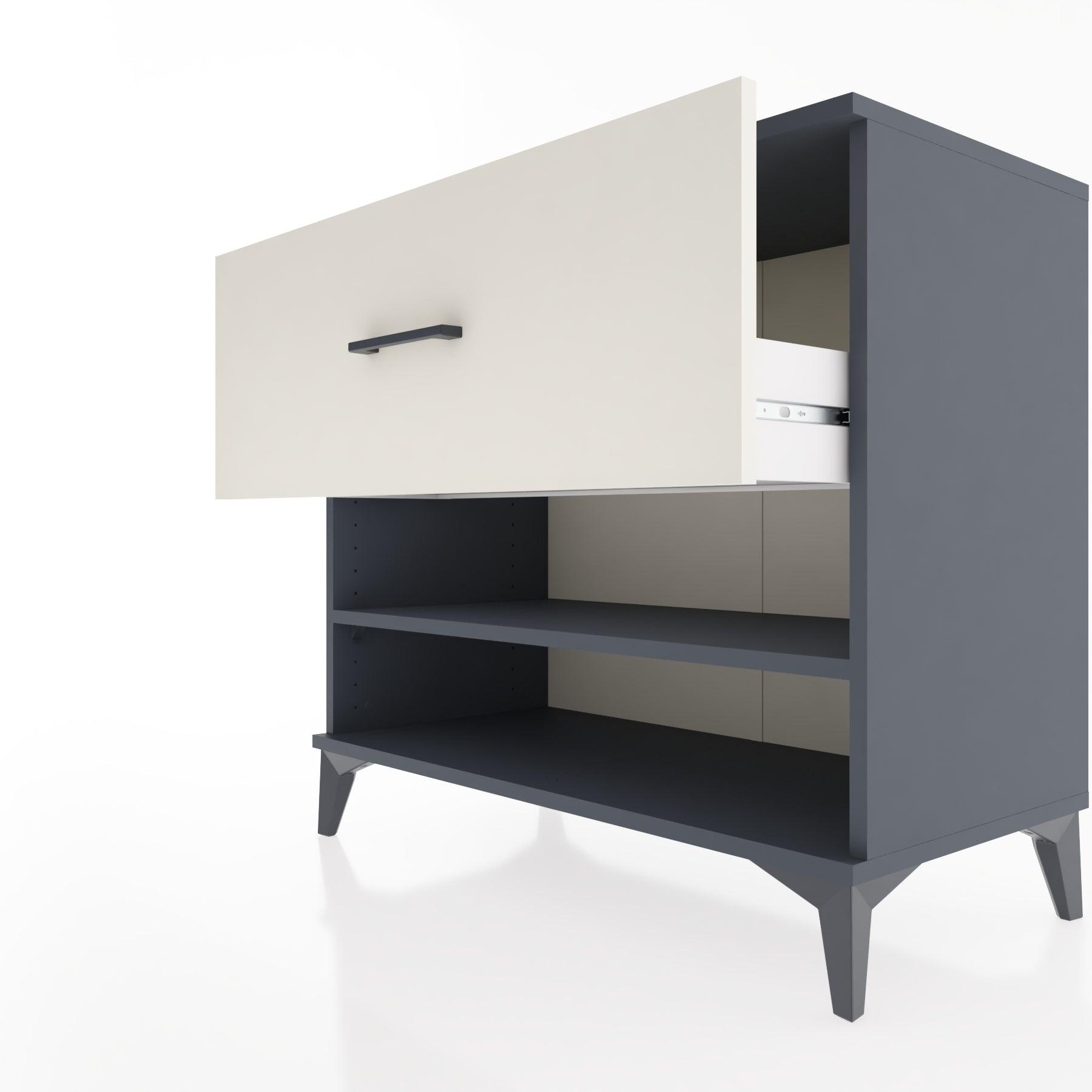 Woodntry Modüler Şifonyer Antrasit 88x44x68 cm Çekmeceli ve Raflı CR50-2