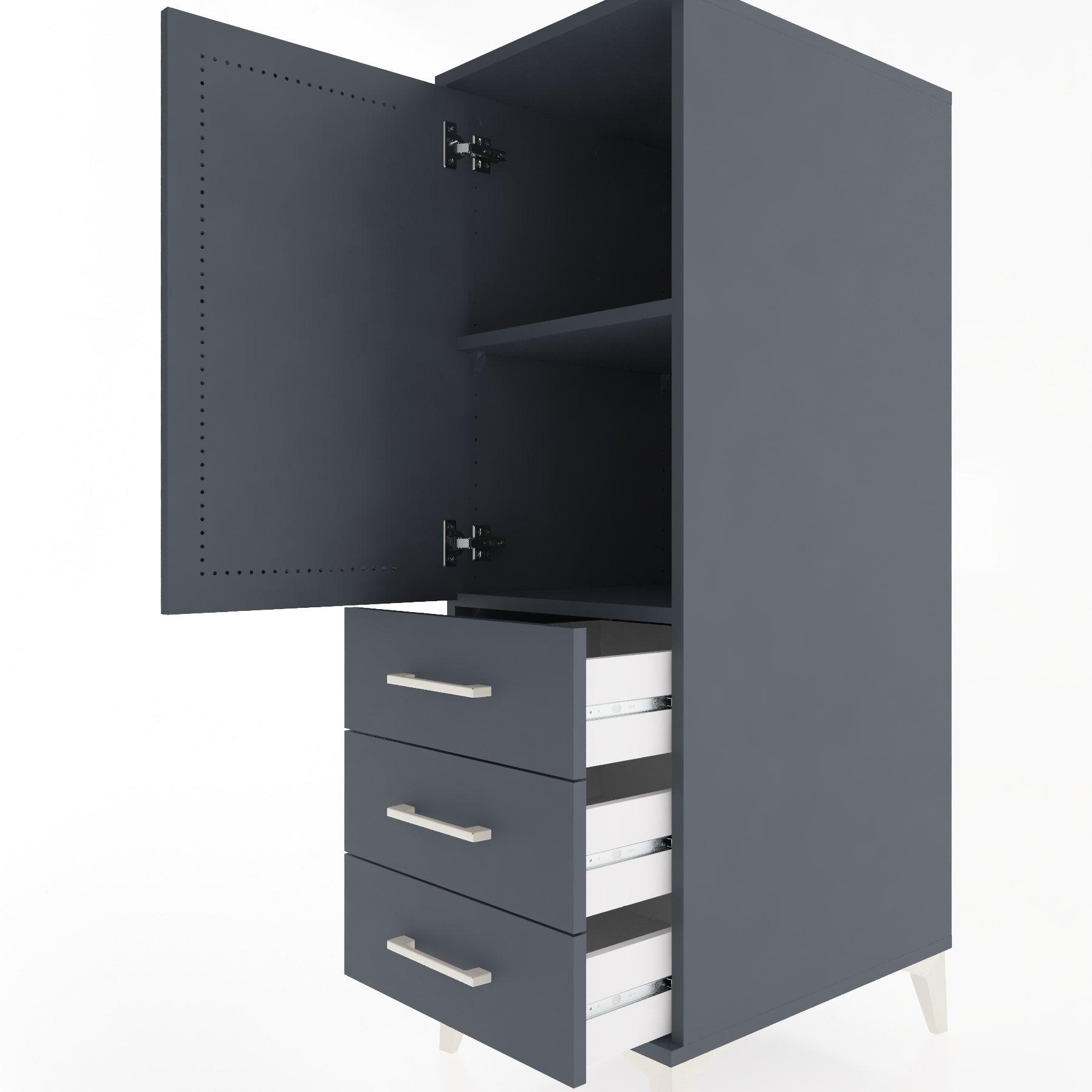 Woodntry Modular Cabinet Anthracite 44x30x122 cm with Doors and Drawers KC50-2