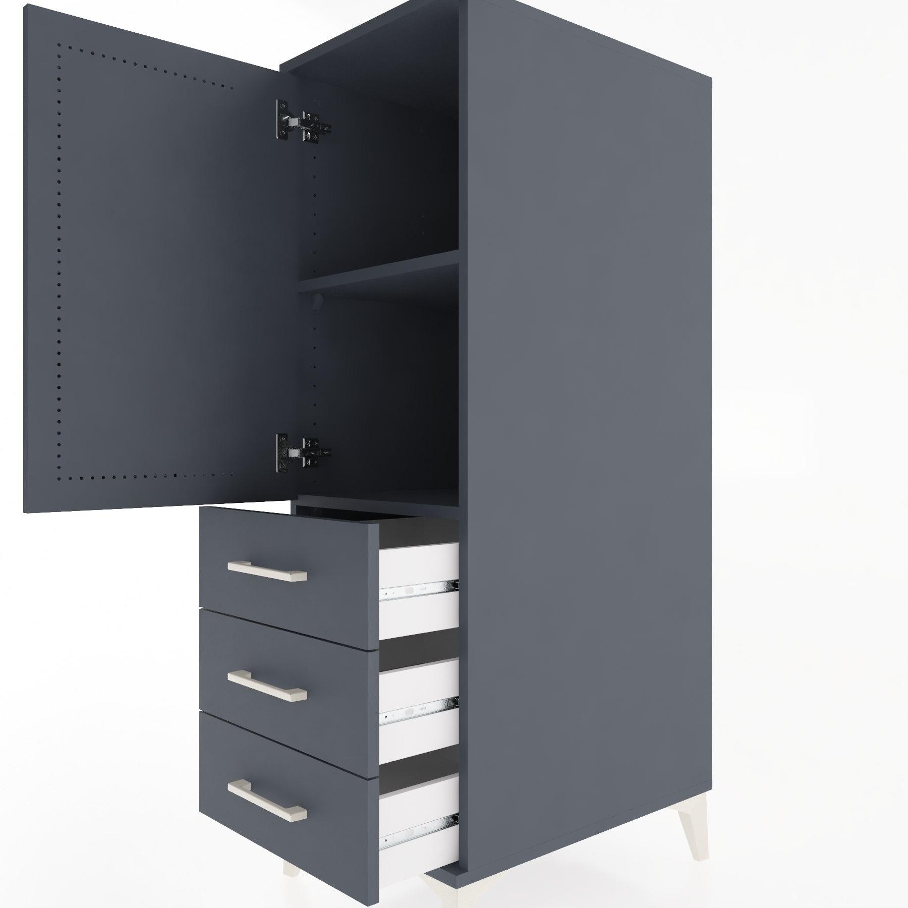 Woodntry Modular Cabinet Anthracite 44x30x122 cm with Doors and Drawers KC134-2