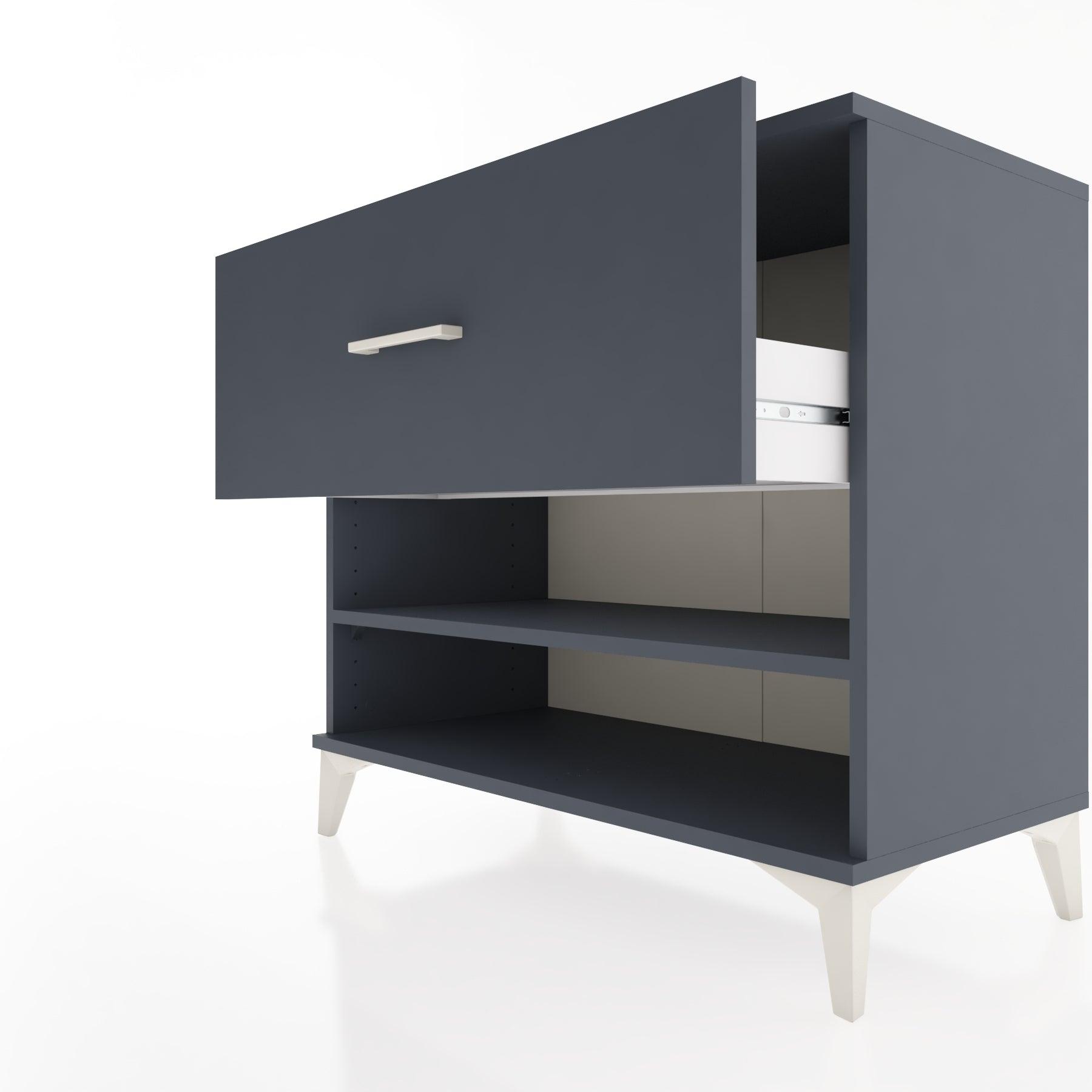 Woodntry Modüler Şifonyer Antrasit 88x44x68 cm Çekmeceli ve Raflı CR50-2