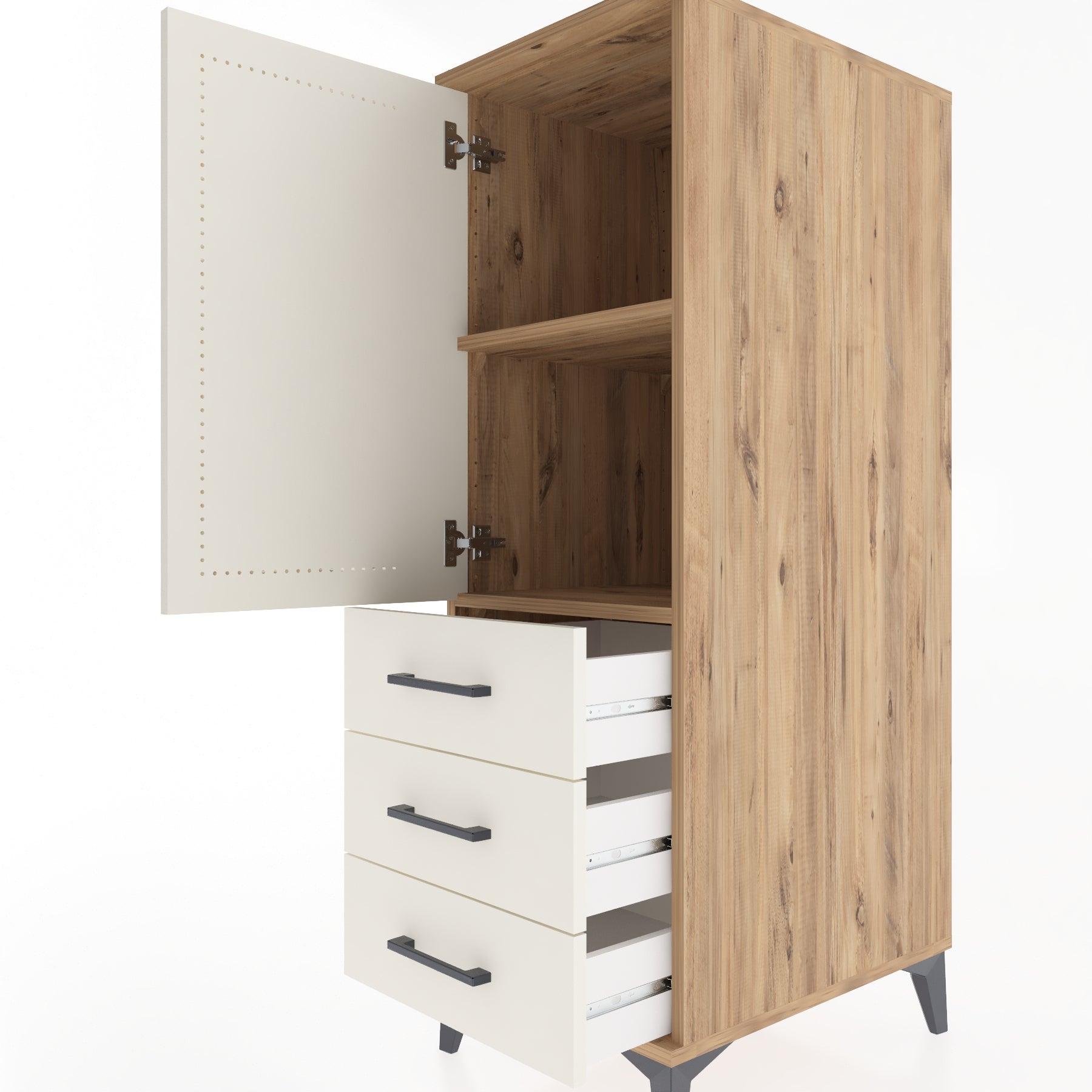 Woodntry Modular Cabinet Pine 44x59x122 cm with Doors and Drawers KC50-3