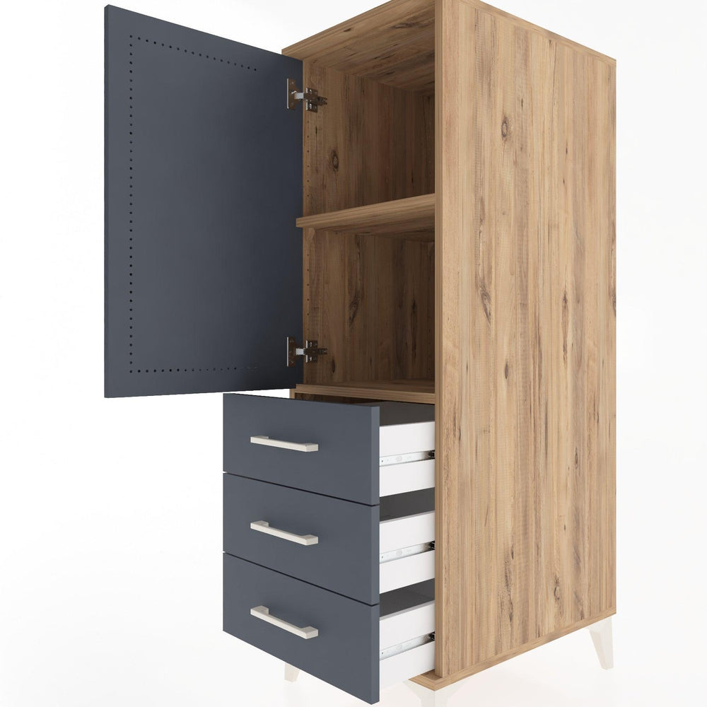 Woodntry Modular Cabinet Pine 44x30x122 cm with Doors and Drawers KC50-3