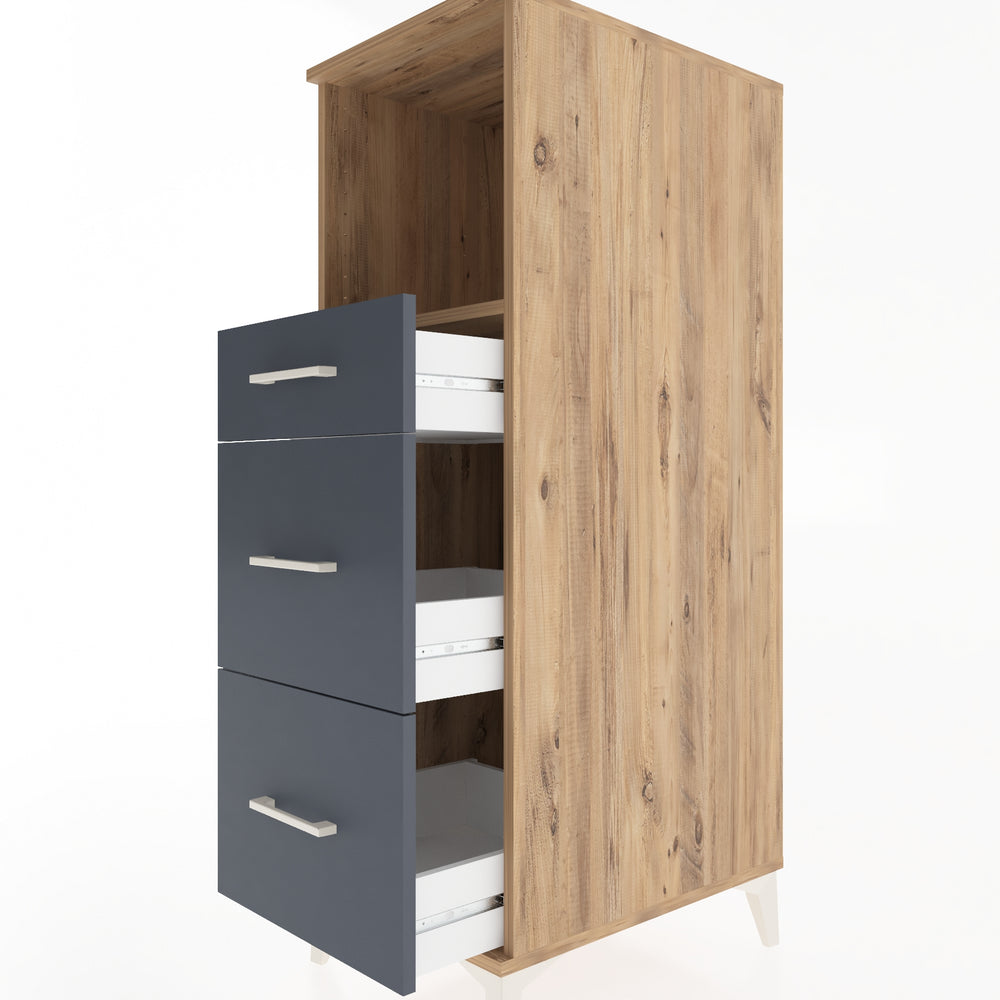 Woodntry Modular Cabinet Pine 44x59x122 cm with Drawers and Shelves CR100-3