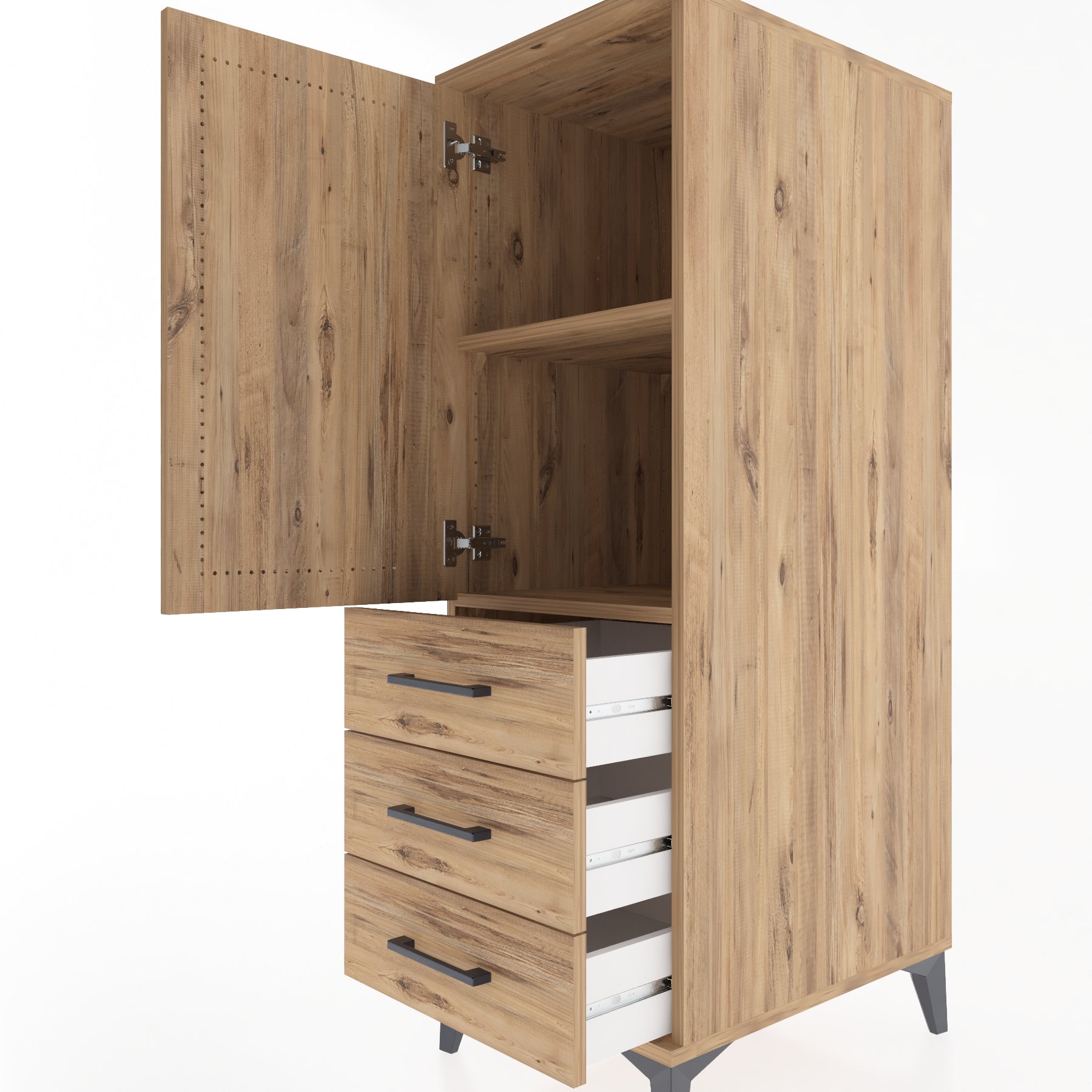Woodntry Modular Cabinet Pine 44x59x122 cm with Doors and Drawers KC50-3