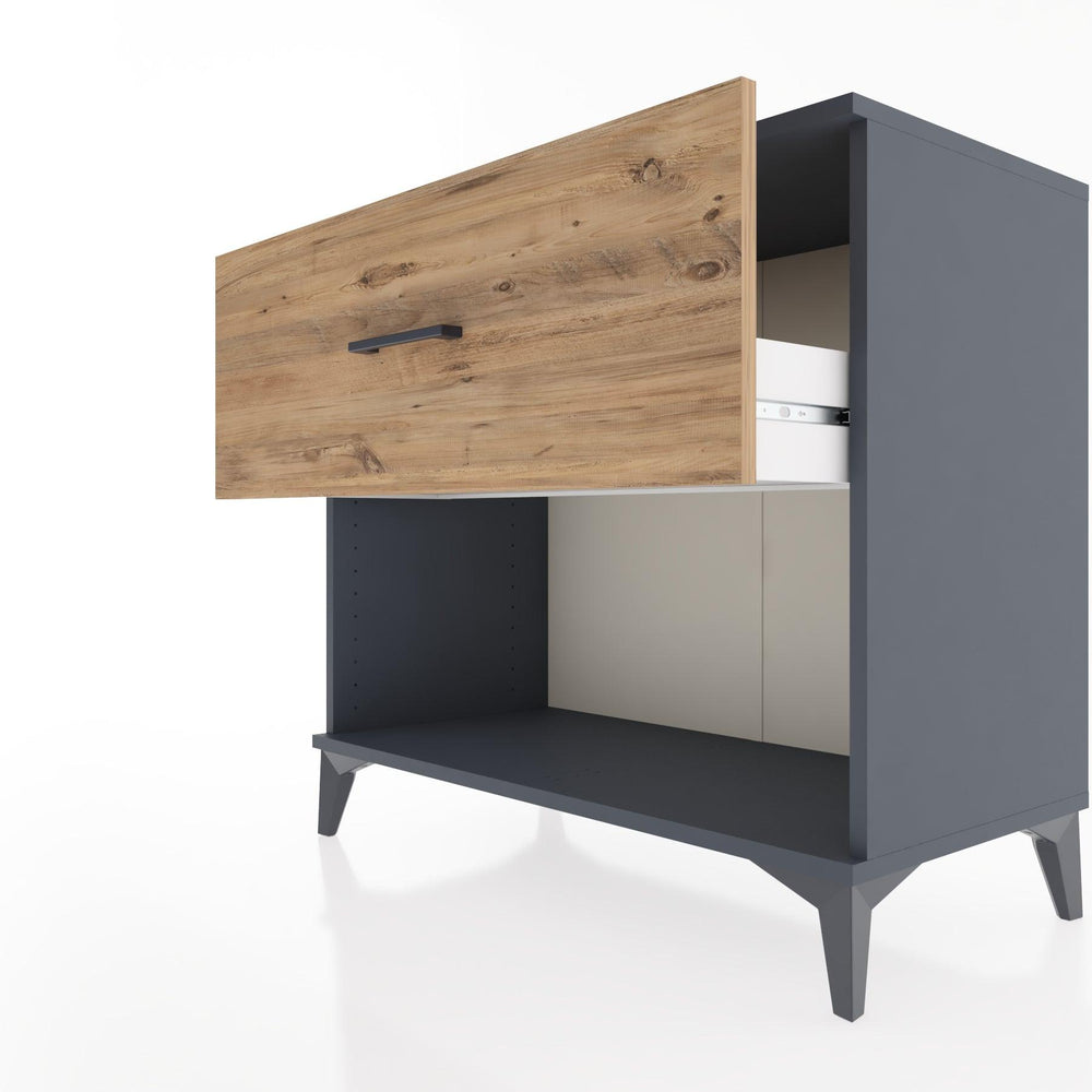 Woodntry Modüler Şifonyer Antrasit 88x44x68 cm Çekmeceli ve Raflı CR51-2