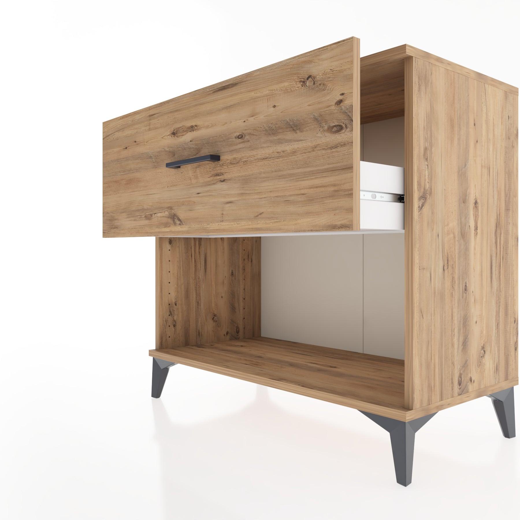 Woodntry Modüler Şifonyer Çam 88x44x68 cm Çekmeceli ve Raflı CR51-3