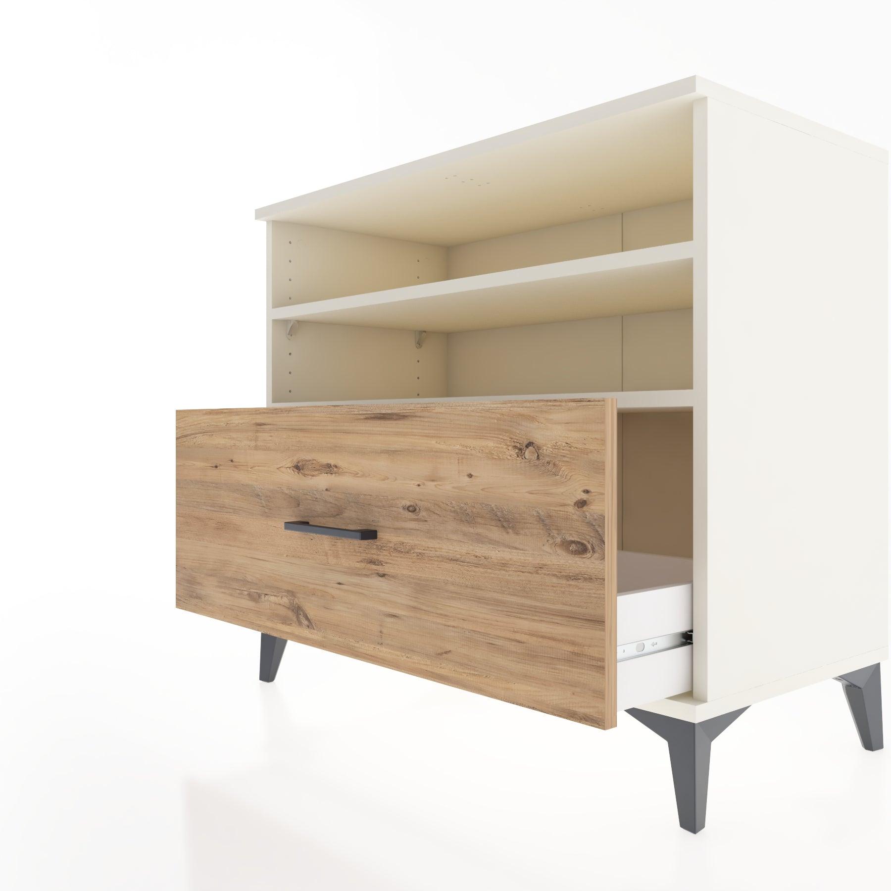 Woodntry Modüler Şifonyer Aytaşı 88x44x68 cm Çekmeceli ve Raflı CR52-1