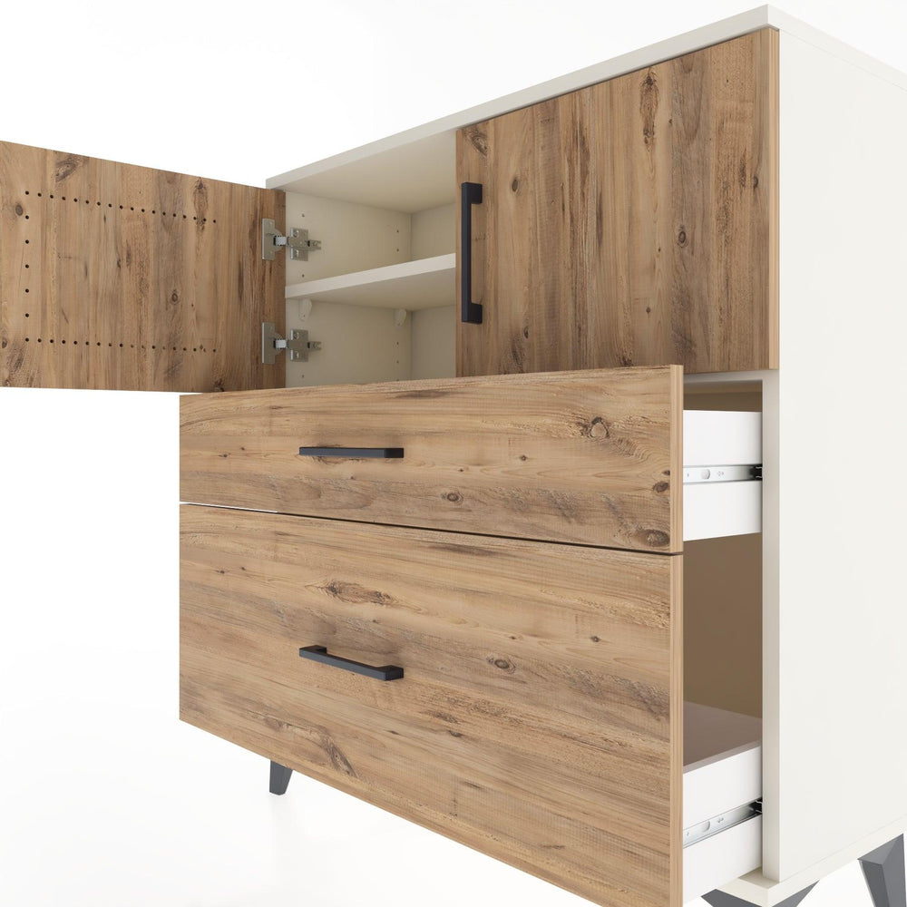 Woodntry Modüler Şifonyer Aytaşı 88x30x84 cm Kapaklı ve Çekmeceli KC53-1