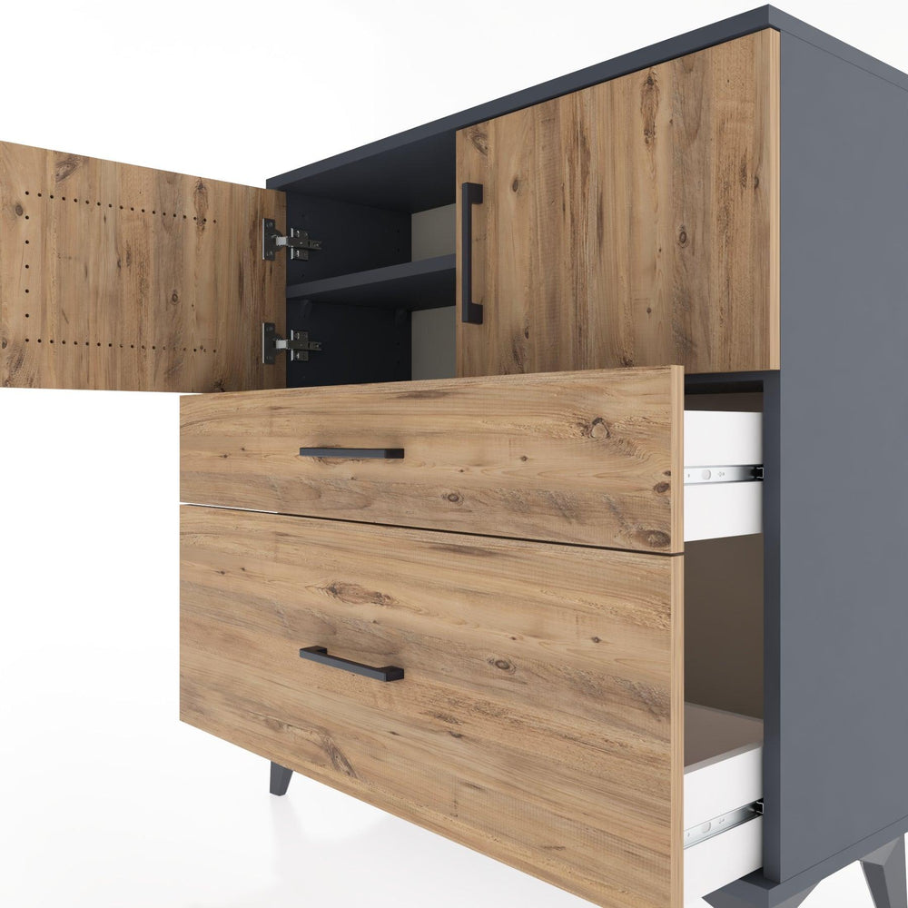 Woodntry Modular Dresser Anthracite 88x30x84 cm with Cover and Drawer KC53-2