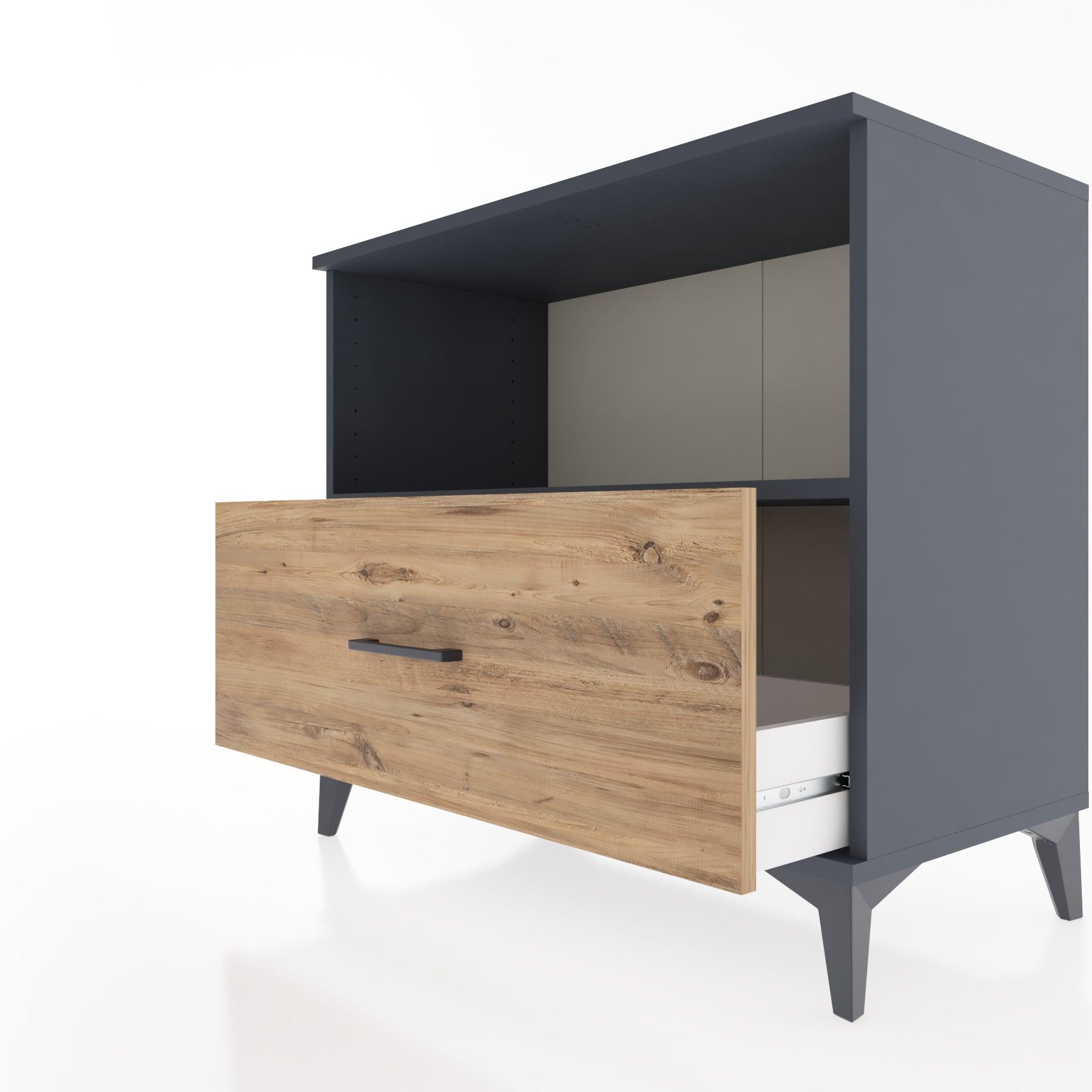 Woodntry Modüler Şifonyer Antrasit 88x44x68 cm Çekmeceli ve Raflı CR53-2