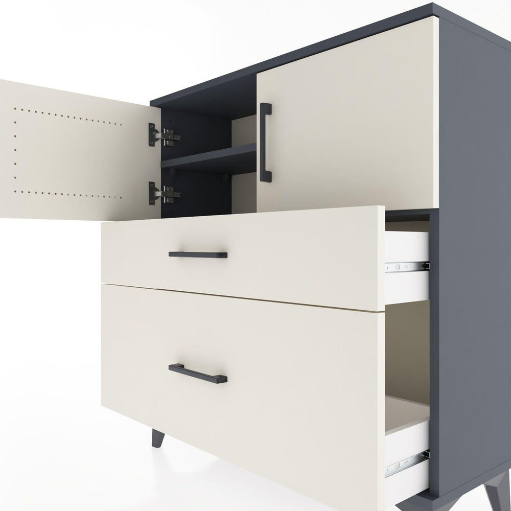 Woodntry Modular Dresser Anthracite 88x30x84 cm with Cover and Drawer KC53-2